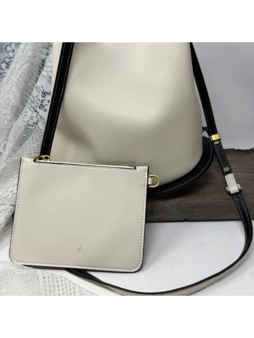 CULBIA Iconic Ozzy Bag Genuine Leather Cream & Black
